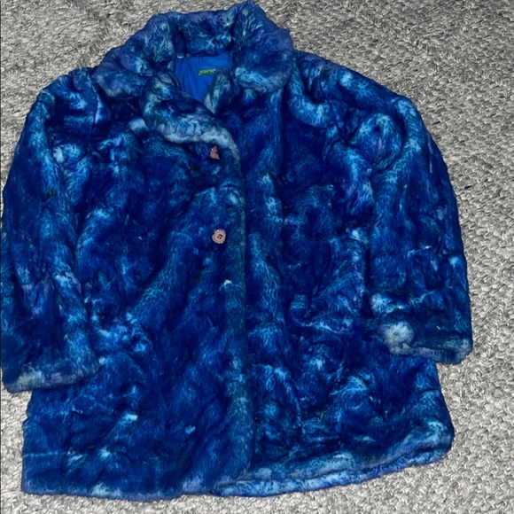 United Colors Of Benetton Blue Faux Fur Jacket - Picture 1 of 3